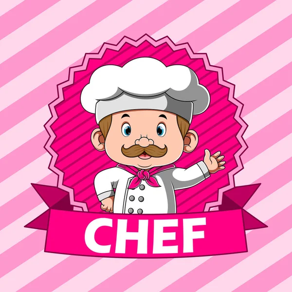 Illustration Récompense Pour Chef Avec Bannière Rose — Image vectorielle