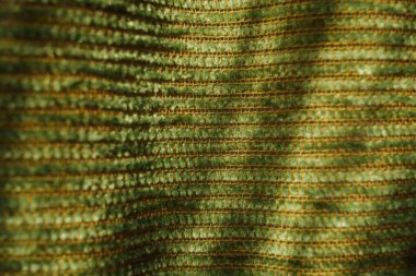 Finlandiya 'da kamp aracında açık yeşil kadife perdeler doğal ışık altında