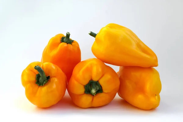 Pepper Bell Fresh Sweet Orange Colored Isolated White Background Vegetables — Stock Photo, Image