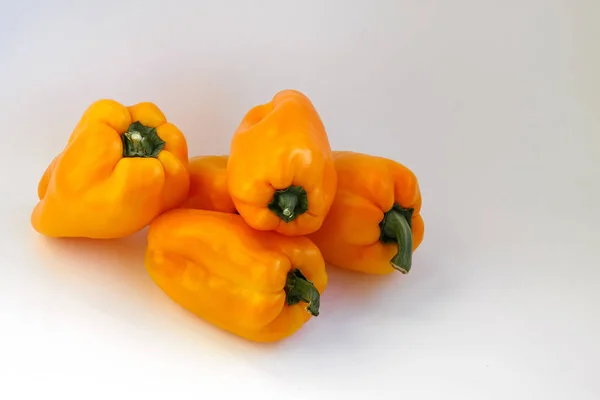 Pepper Bell Fresh Sweet Orange Colored Isolated White Background Vegetables — Stock Photo, Image