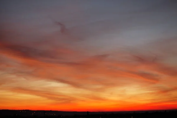 Cielo Anaranjado Del Atardecer Hermoso Cielo Fondo Natural — Foto de Stock