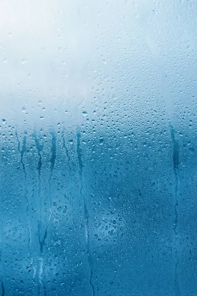 Window Glass High Humidity Condensation Natural Water Background Vertical Photo — Stock Photo, Image