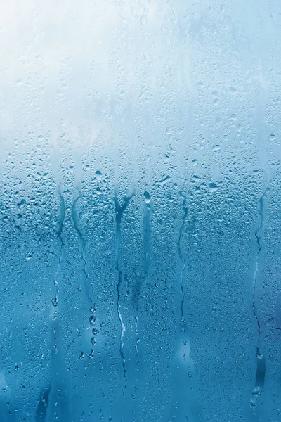 Verre Fenêtre Avec Une Humidité Élevée Air Grandes Gouttes Goutte — Photo