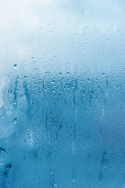 Fensterglas Mit Hoher Luftfeuchtigkeit Große Tropfen Tropfen Hintergrund Der Natürlichen — Stockfoto