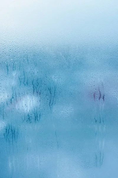 Verre Fenêtre Avec Une Humidité Élevée Air Grandes Gouttes Goutte — Photo