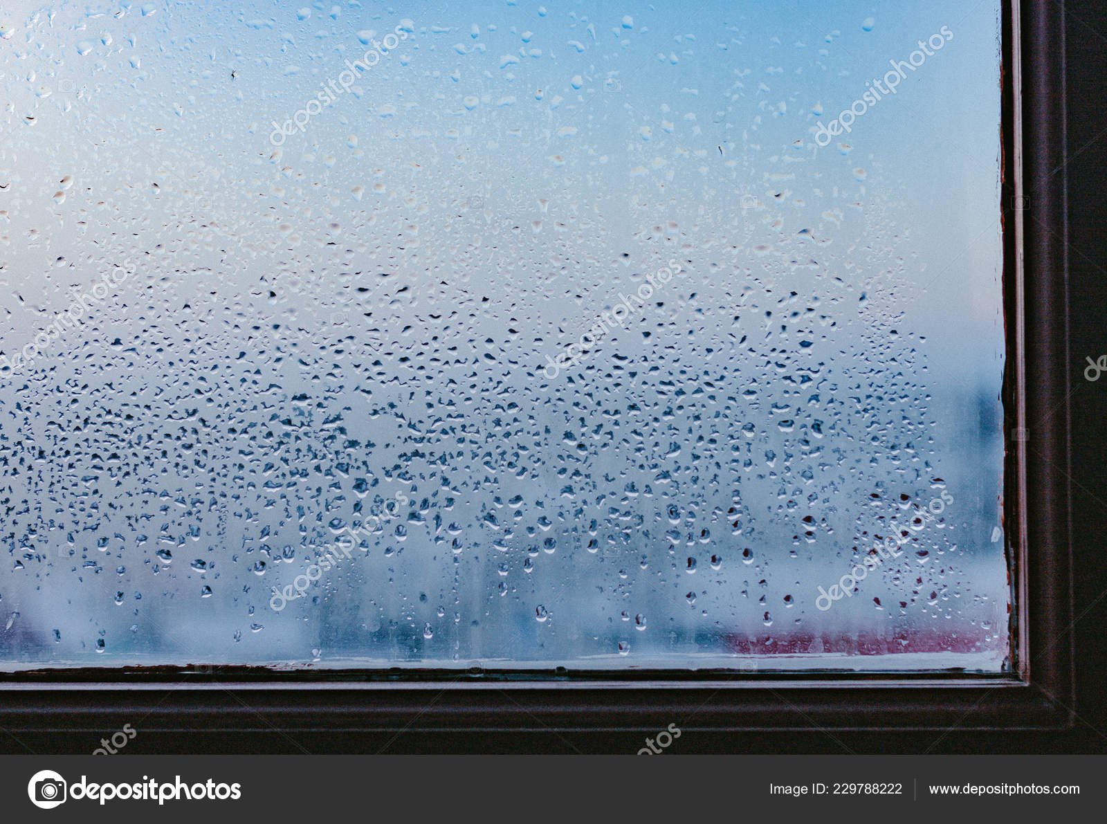 Strong Humidity Wintertime Water Drops Home Condensation Window Misted