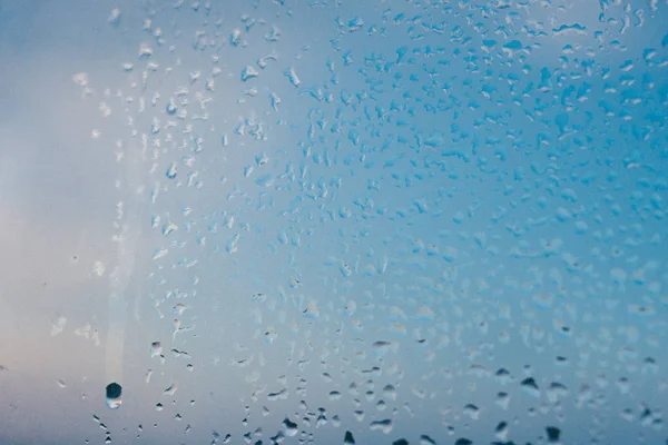 Туманный Стеклянный Фон Сильная Влажность Зимой Капли Воды Домашней Конденсации — стоковое фото
