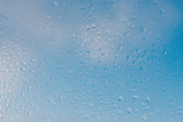 Strong Humidity Wintertime Water Drops Home Condensation Window Misted Glass — Stock Photo, Image