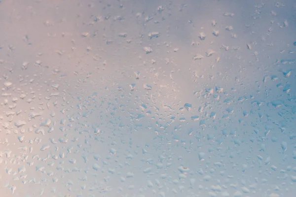 Strong Humidity Wintertime Water Drops Home Condensation Window Misted Glass — Stock Photo, Image