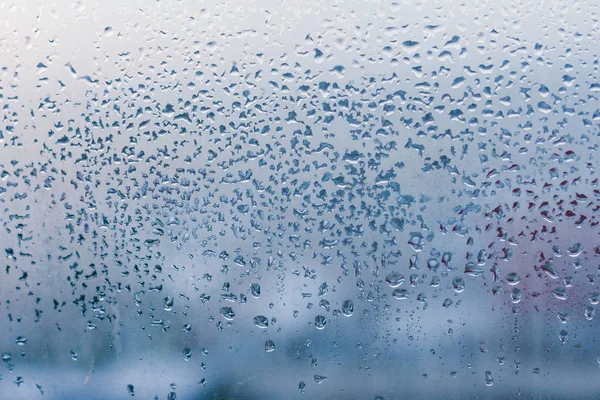 Misted Glass Background Strong Humidity Wintertime Water Drops Home Condensation — Stock Photo, Image