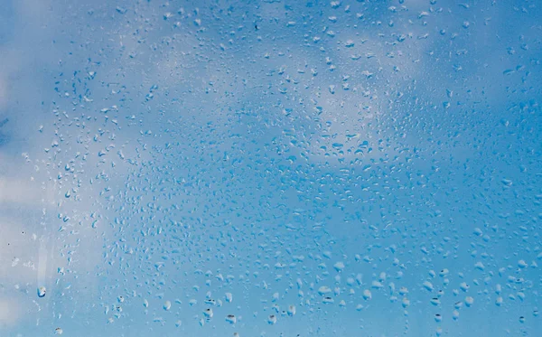Forte Umidade Inverno Água Cai Condensação Casa Uma Janela Fundo — Fotografia de Stock