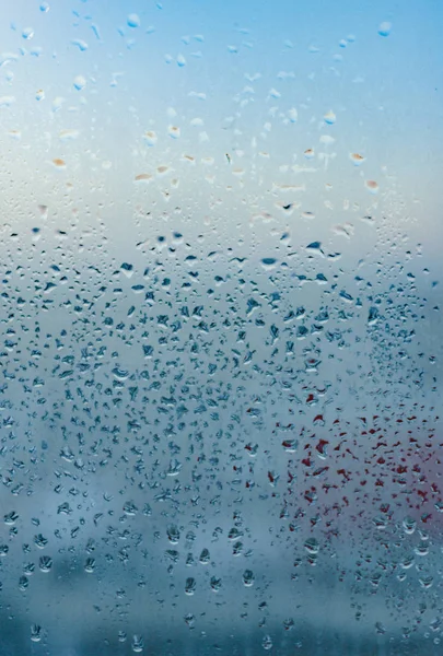 Misted Glass Background Strong Humidity Wintertime Water Drops Home Condensation — Stock Photo, Image