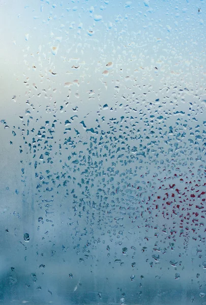 Misted Glass Background Strong Humidity Wintertime Water Drops Home Condensation — Stock Photo, Image