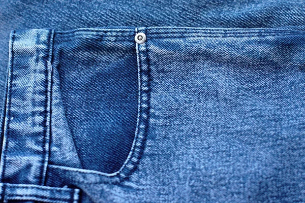 Bolso Rebite Jeans Fibra Estrutura Tecido Natural Denim Limpo Contexto — Fotografia de Stock