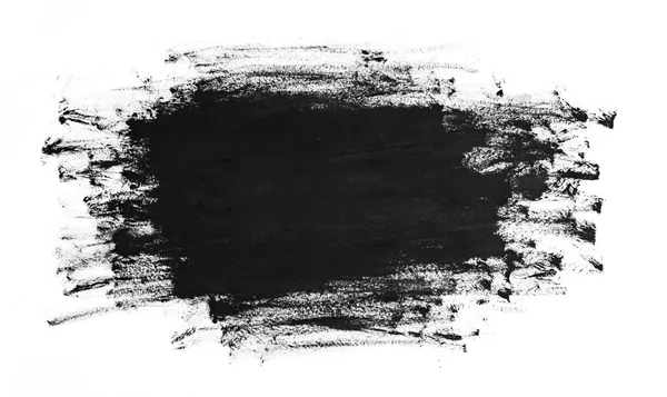 Beyaz Kağıt Üzerinde Siyah Fırça Darbeleri Koyu Soyut Suluboya Boya — Stok fotoğraf