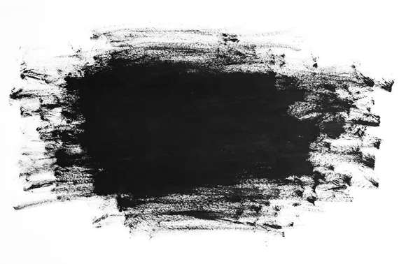 Black Paint Brush Strokes Texture Isolated White Background — Stock Photo, Image
