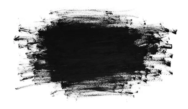 Beyaz Kağıt Üzerinde Siyah Fırça Darbeleri Koyu Soyut Suluboya Boya — Stok fotoğraf