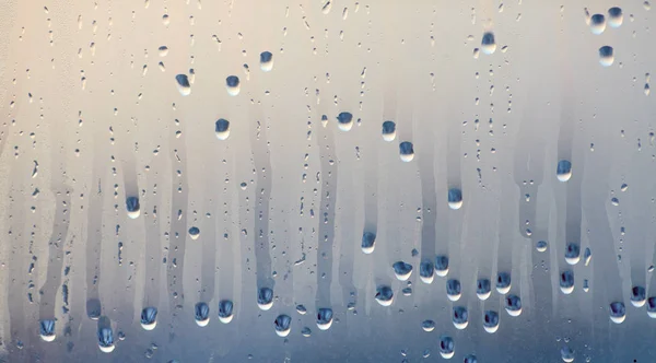 Dripping Drops Condensed Water Glass Background Natural Water Pooling Window — Stock Photo, Image