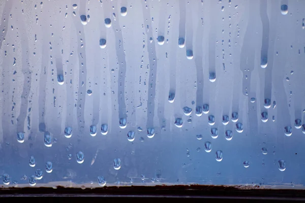 Druipende Druppels Van Het Gecondenseerde Water Het Glas Achtergrond Van — Stockfoto