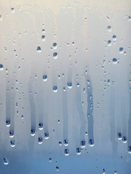 Tropfen Kondenswasser Auf Das Glas Tropfen Hintergrund Der Natürlichen Wasseransammlung — Stockfoto