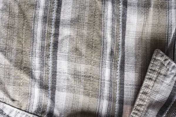 Close Part Shirt Hemp Fabric Casual Man Shirt Pattern Wrinkled — Stock Photo, Image