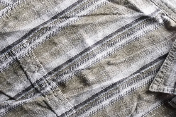 Close Part Shirt Hemp Fabric Casual Man Shirt Pattern Wrinkled — Stock Photo, Image
