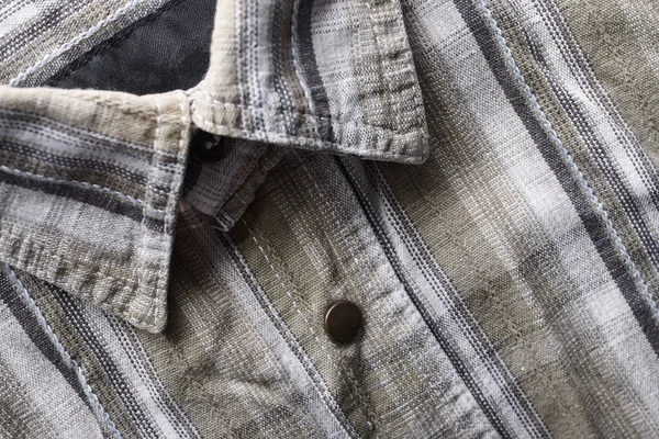 Zblízka Část Košile Konopí Tkaniny Casual Pánské Košile Vzorem Vrásčité — Stock fotografie