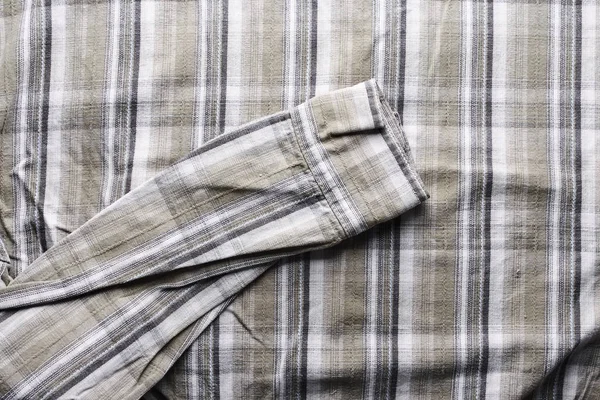 Close Part Shirt Hemp Fabric Casual Man Shirt Pattern Wrinkled — Stock Photo, Image