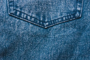 Klasik kot arka plan. Denim doku kumaş dikiş şık tasarımı ile. Boş desen kopya alanı. Seçici odak