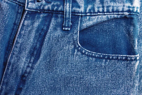 Clássico Fundo Jeans Azul Tecido Textura Ganga Com Uma Costura — Fotografia de Stock