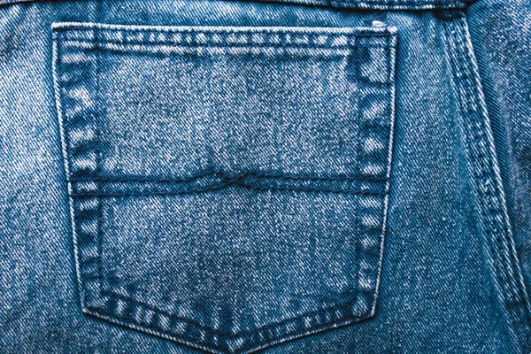 Classique Fond Jean Bleu Tissu Texture Denim Avec Une Couture — Photo