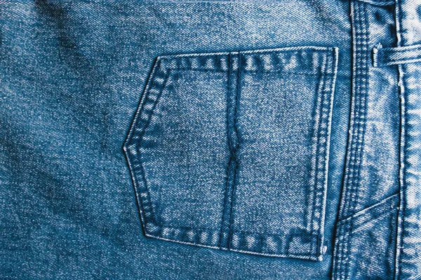 Klasszikus Kék Farmer Háttér Denim Állag Szövet Egy Varrás Divatos — Stock Fotó