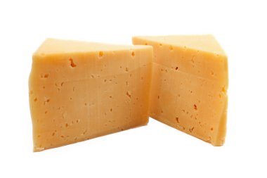 Beyaz arka plan kesme izole parça peynir 