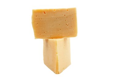Beyaz arka plan kesme izole parça peynir 