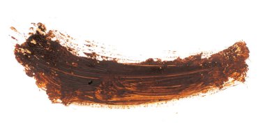 Beyaz arka plan üzerinde izole kahverengi boya fırça darbeleri doku