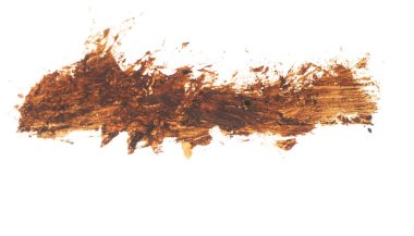 Beyaz arka plan üzerinde izole kahverengi boya fırça darbeleri doku