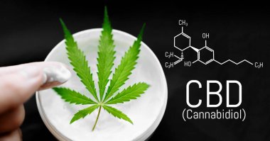 Kenevir Cbd krem. Olabilir cbd kenevir merhem ile kavanoz üst görünümü