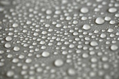 Arka planda su damlaları, üst manzara, yakın çekim, makro. Doğal su damlaları ve doğal ışık ile harika bir arka plan.