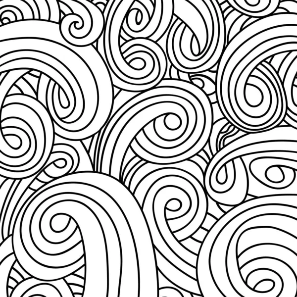 Zentangle sand swirl pattern background and coloring book, coloring page or colouring picture. Hand drawn black picture. Abstract wave monochrome design. Monochrome texture. - Vector graphics. — Stock Vector