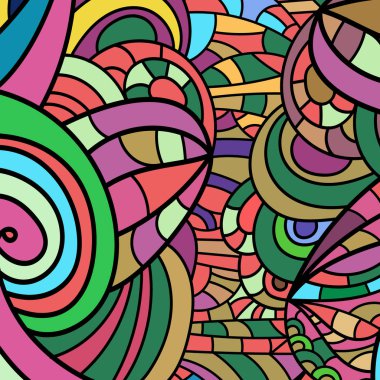 Zen sanat kum girdap desen arka plan. Elle çizilmiş renkli resim. Soyut dalga çok renkli tasarım. Büyüleyici bir doku. - Vektör grafikleri.