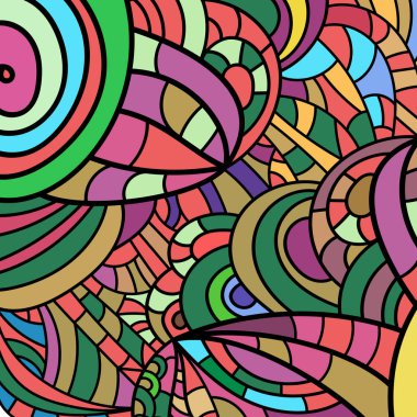 Zen sanat kum girdap desen arka plan. Elle çizilmiş renkli resim. Soyut dalga çok renkli tasarım. Büyüleyici bir doku. - Vektör grafikleri.