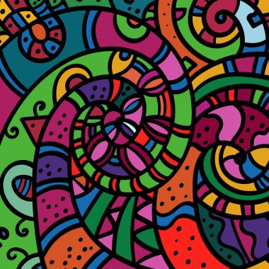 Zen sanat kum girdap desen arka plan. Elle çizilmiş renkli resim. Soyut dalga çok renkli tasarım. Büyüleyici bir doku. - Vektör grafikleri.