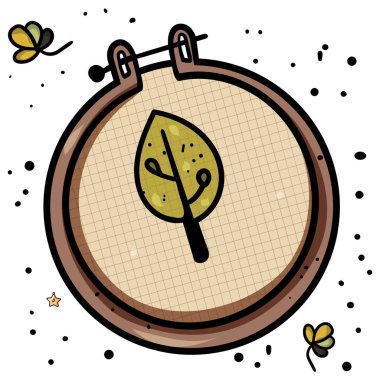 El yapımı. Danimarka tarzında konfor ve konfor. Hugge, ne oldu? Minimalist nakış. - Vektör.