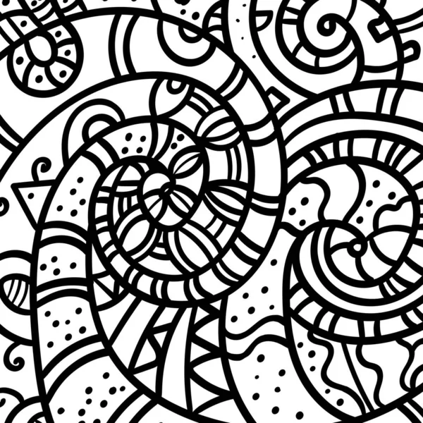 Zentangle arena remolino patrón de fondo y libro para colorear, página para colorear o para colorear imagen. Cuadro negro dibujado a mano. Diseño monocromático de onda abstracta. Textura monocromática. - gráficos vectoriales . — Archivo Imágenes Vectoriales