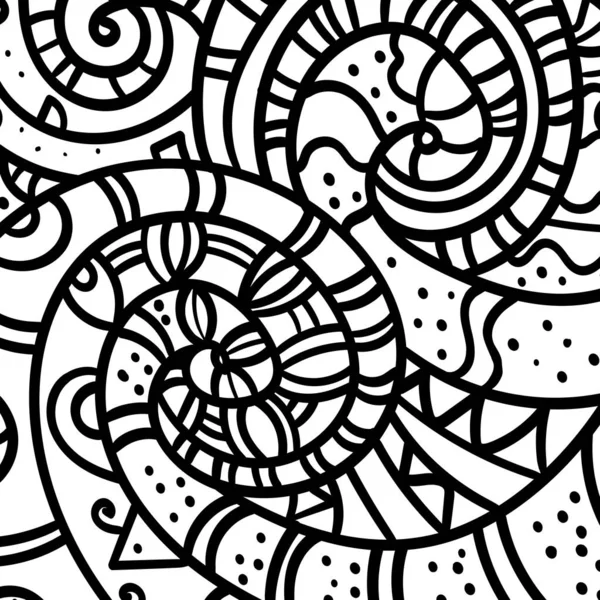 Zentangle areia redemoinho padrão fundo e livro de colorir, colorir página ou colorir imagem. Quadro preto desenhado à mão. Design monocromático de onda abstrata. Textura monocromática. - Gráficos vetoriais . — Vetor de Stock