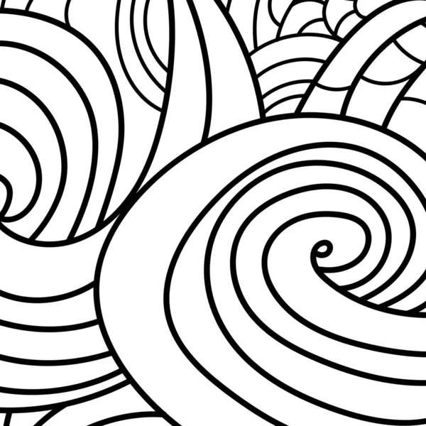 Zentangle areia redemoinho padrão fundo e livro de colorir, colorir página ou colorir imagem. Quadro preto desenhado à mão. Design monocromático de onda abstrata. Textura monocromática. - Gráficos vetoriais . — Vetor de Stock