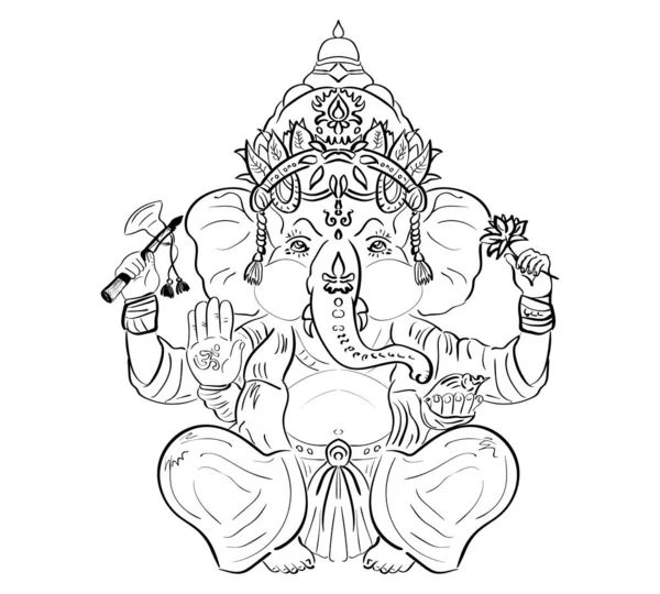 Hindu Tanrı Ganesha boyama kitap veya sayfa için - Vektör.