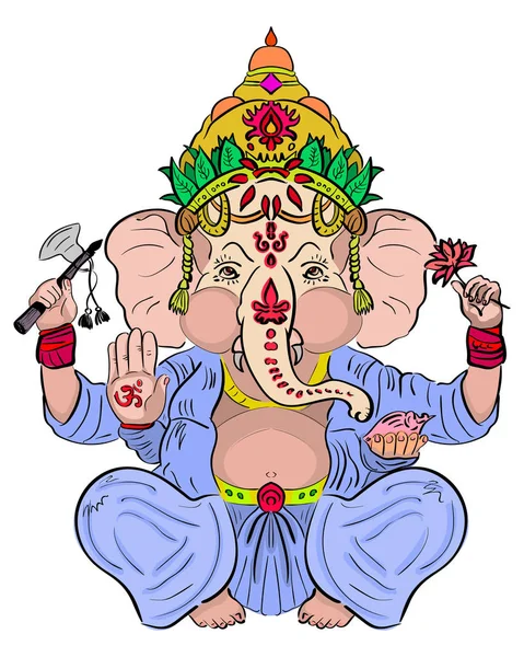 Ganesha ya da Ganapati. Hint tanrısı Ganesha'nın vektör illüstrasyonu