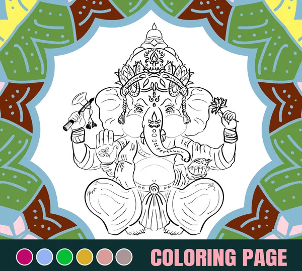 Dieu hindou Ganesha pour livre ou page à colorier - vecteur . — Image vectorielle