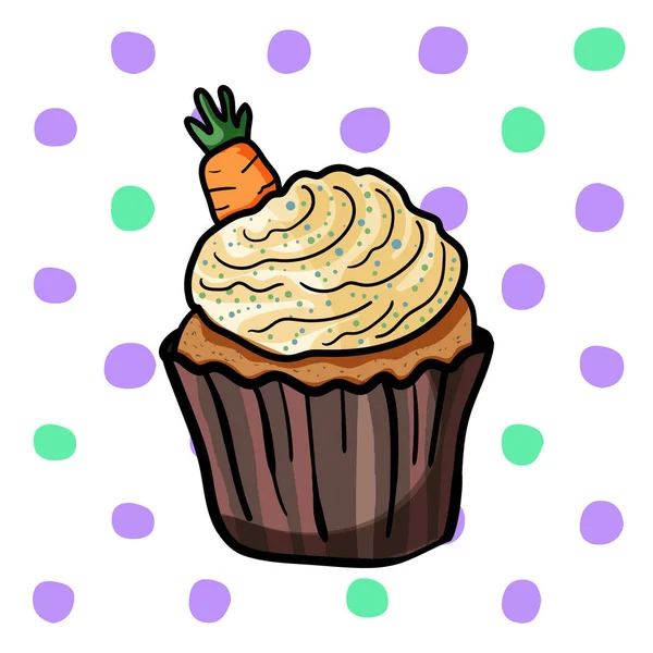 Sweet easter cupcake decorated with carrot. - Vector. Vector illustration. — Stock Vector